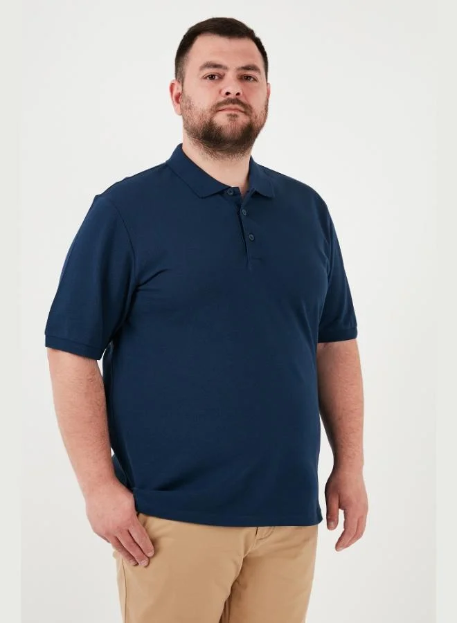 بوراتي تيشيرت بولو قطن مقاس كبير رجالي بياقة بولو